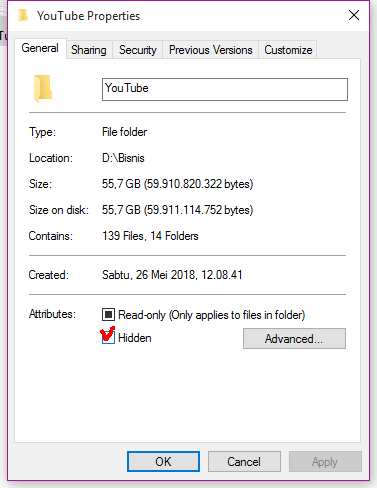 Cara mudah file dan folder disembunyikan