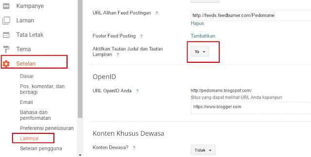 Aktifkan permalink di Blogger