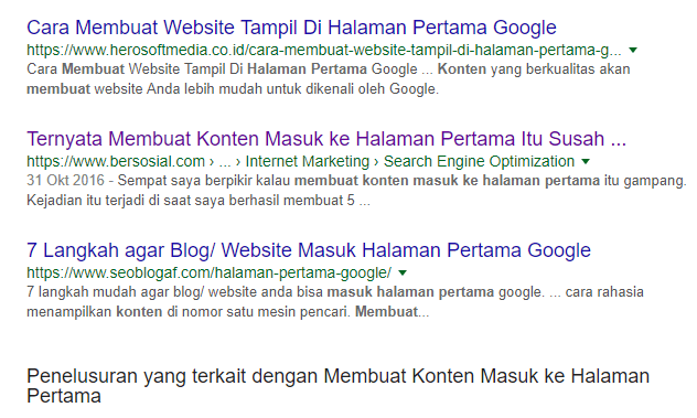 Posisi membuat konten masuk halaman satu