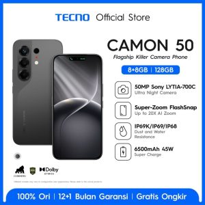 TECNO CAMON 50 16GB* / 128GB – 50MP Sony Camera, 1.5K 144Hz AMOLED, 6500mAh, IP69K